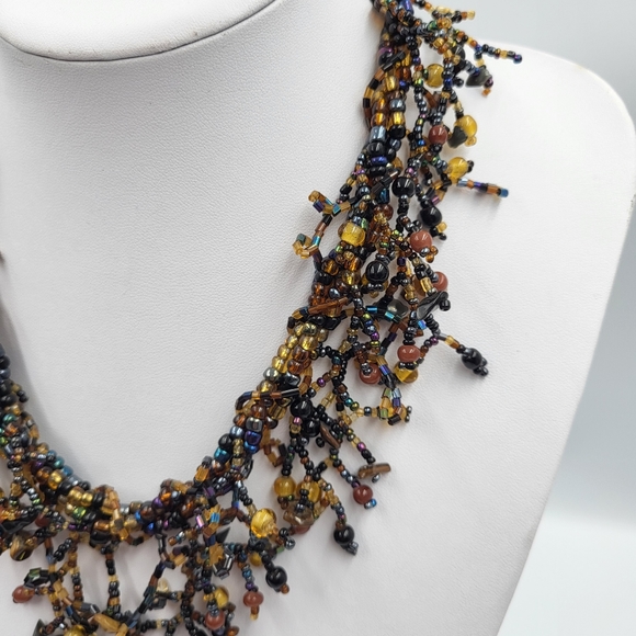Multi-Layered Jewel-Toned Statement Necklace - Picture 4 of 7